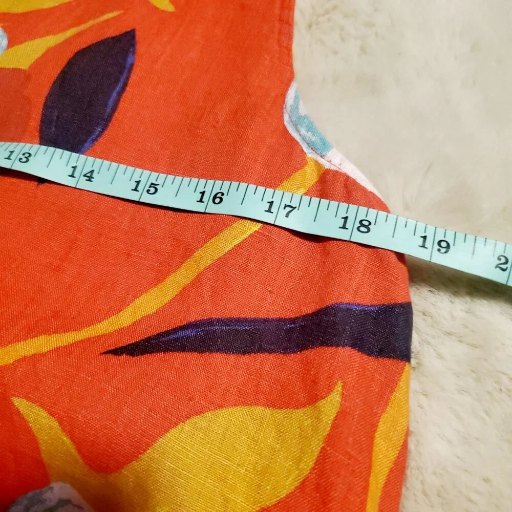 Linen Sigrid Olsen Floral Shift Dress with Pockets Size M - Picture 6 of 8